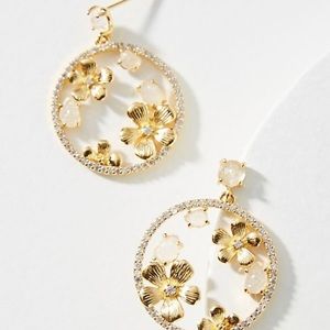 Anthropologie Petal Hoop Drop Earrings